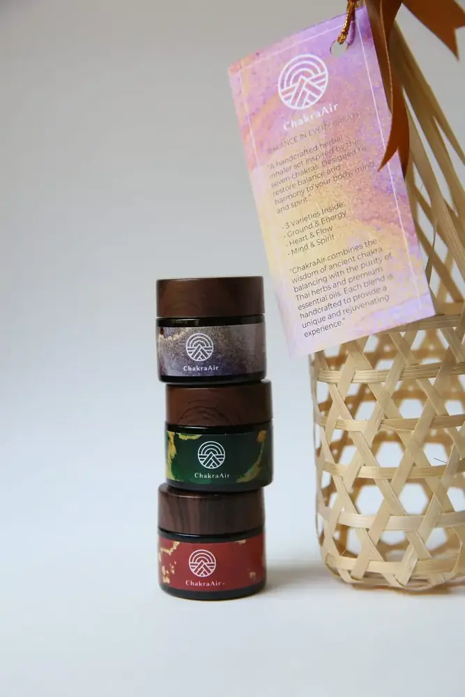 Thai herbal inhaler bottle with herbs